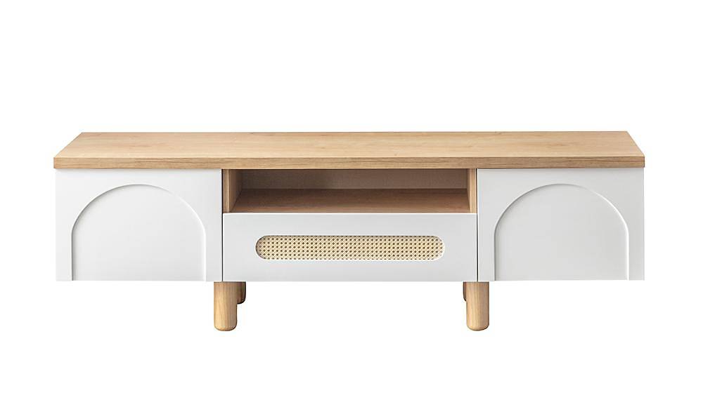 Logo Tv Sehpası - Beyaz - Hasır TV Ünitesi