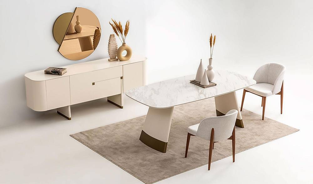 Penora Yemek Odası - Gold - Ekru Yemek Odası