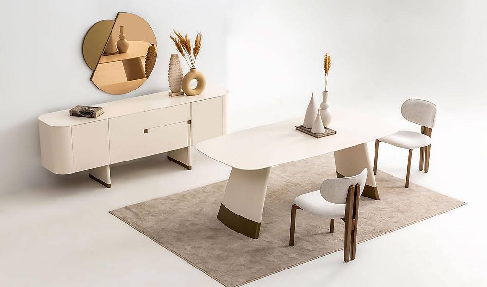 Penora Yemek Odası - Gold - Ekru Yemek Odası