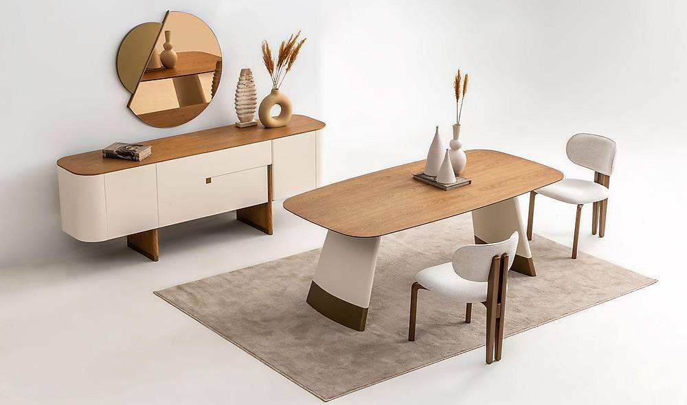 Penora Yemek Odası - Gold - Ekru Yemek Odası