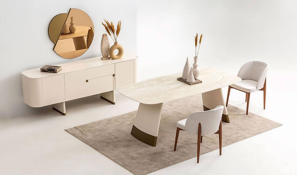 Penora Yemek Odası - Gold - Ekru Yemek Odası