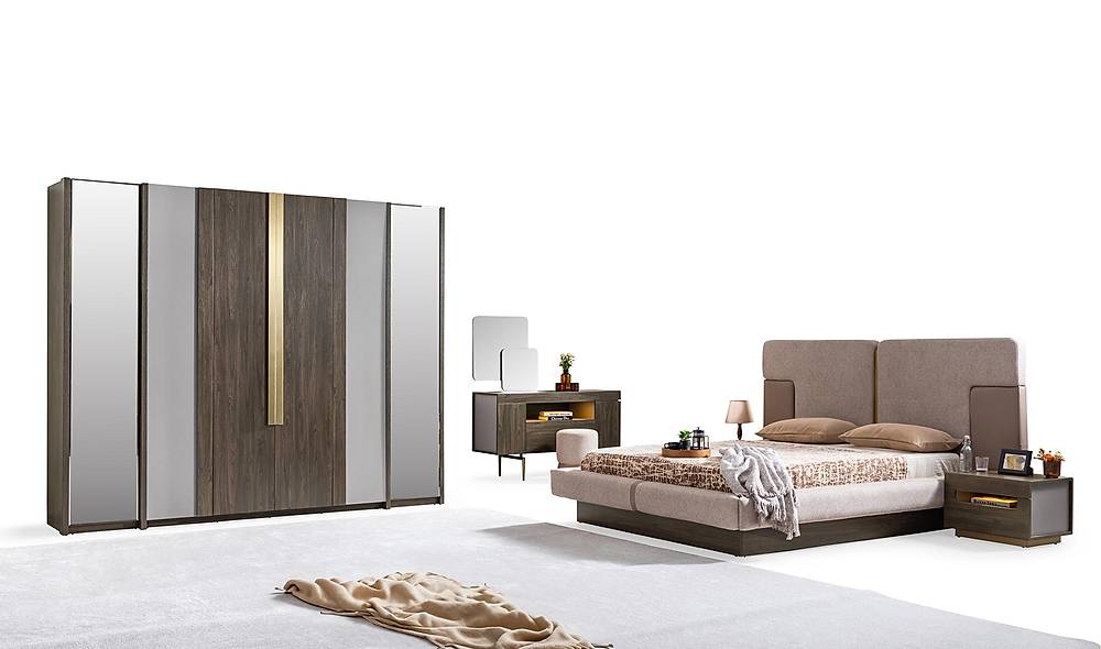 Montare Bazalı Yatak Odası - Ceviz Yatak Odası