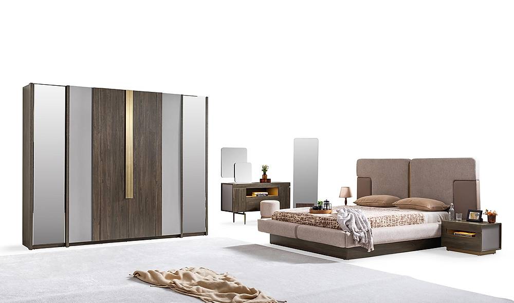 Montare Bazalı Yatak Odası - Ceviz Yatak Odası