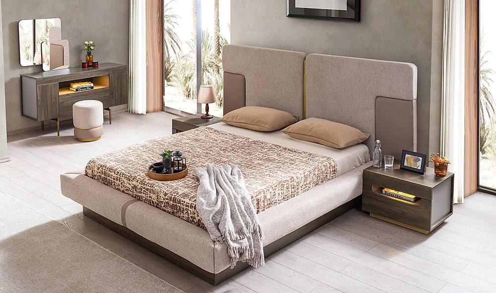 Montare Bazalı Yatak Odası - Ceviz Yatak Odası