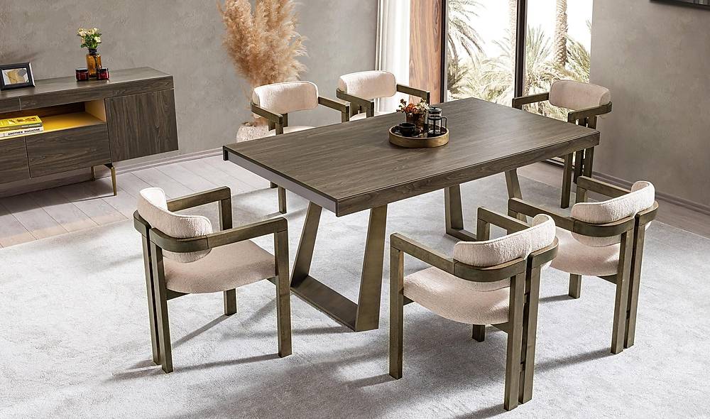 Montare Yemek Masası Takımı - Ceviz Yemek Masası Takımı