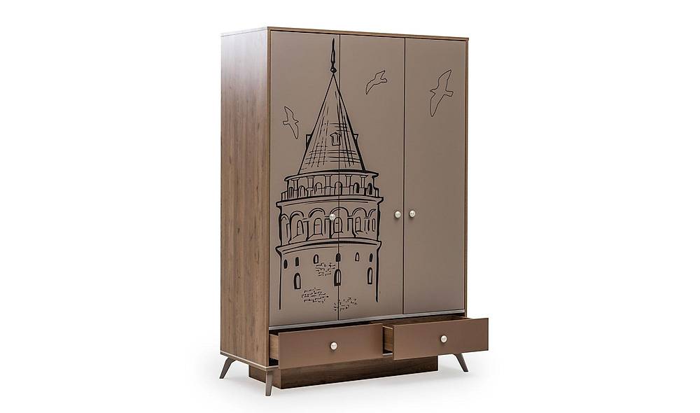 Açelya 3 Kapılı Gardrop Kapaklı Gardırop