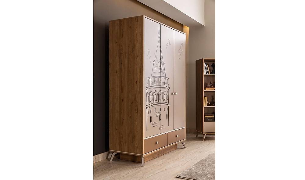 Açelya 3 Kapılı Gardrop Kapaklı Gardırop