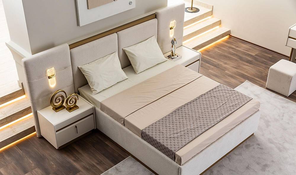 Santra Bazalı Karyola ve Başlık Yatak Baza Başlık