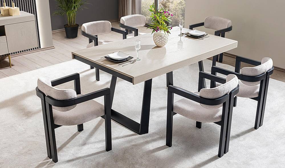 Montare Yemek Masası Takımı - Kum Beji Yemek Masası Takımı