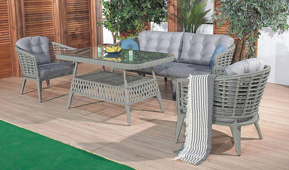 Domino Bahçe Koltuk Takımı - Gri Bahçe Oturma Grubu