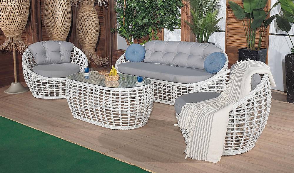 Afora Bahçe Koltuk Takımı - Beyaz Bahçe Oturma Grubu