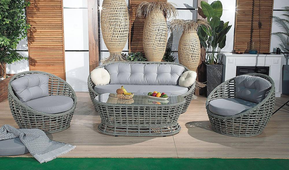 Afora Bahçe Koltuk Takımı - Füme Bahçe Oturma Grubu