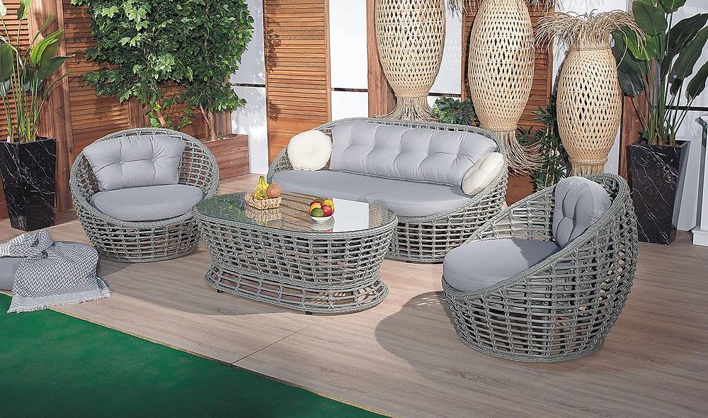 Afora Bahçe Koltuk Takımı - Füme Bahçe Oturma Grubu