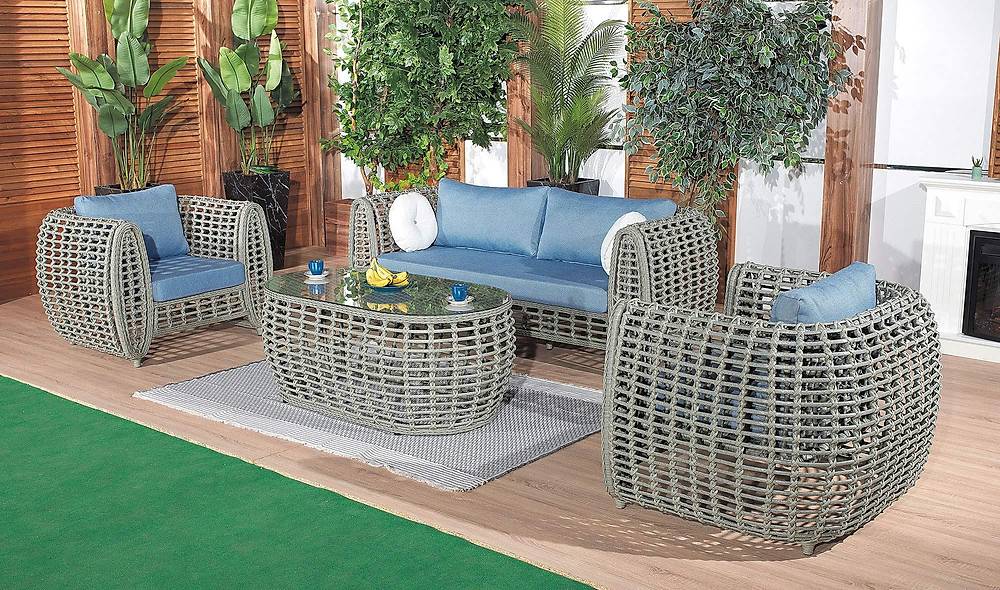 Rosa Bahçe Koltuk Takımı - Füme Bahçe Oturma Grubu