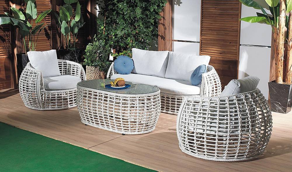 Lucas Bahçe Koltuk Takımı - Beyaz Bahçe Oturma Grubu