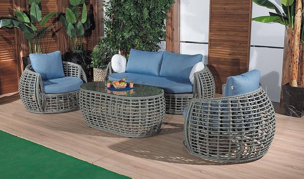 Lucas Bahçe Koltuk Takımı - Füme Bahçe Oturma Grubu