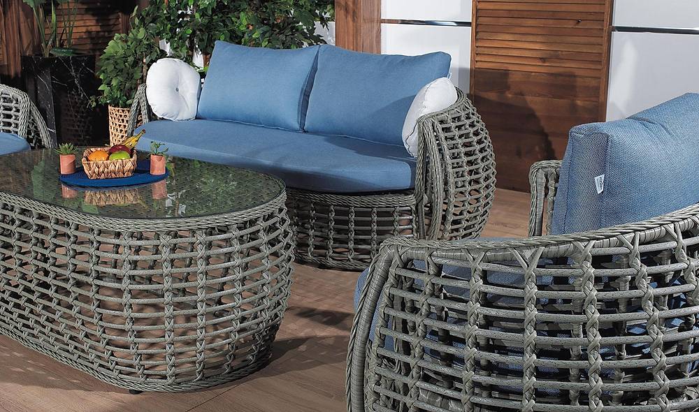 Lucas Bahçe Koltuk Takımı - Füme Bahçe Oturma Grubu