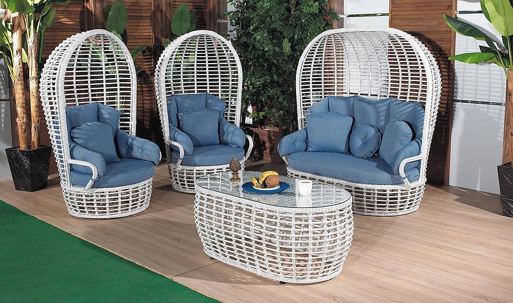 Armoni Bahçe Koltuk Takımı - Beyaz Bahçe Oturma Grubu