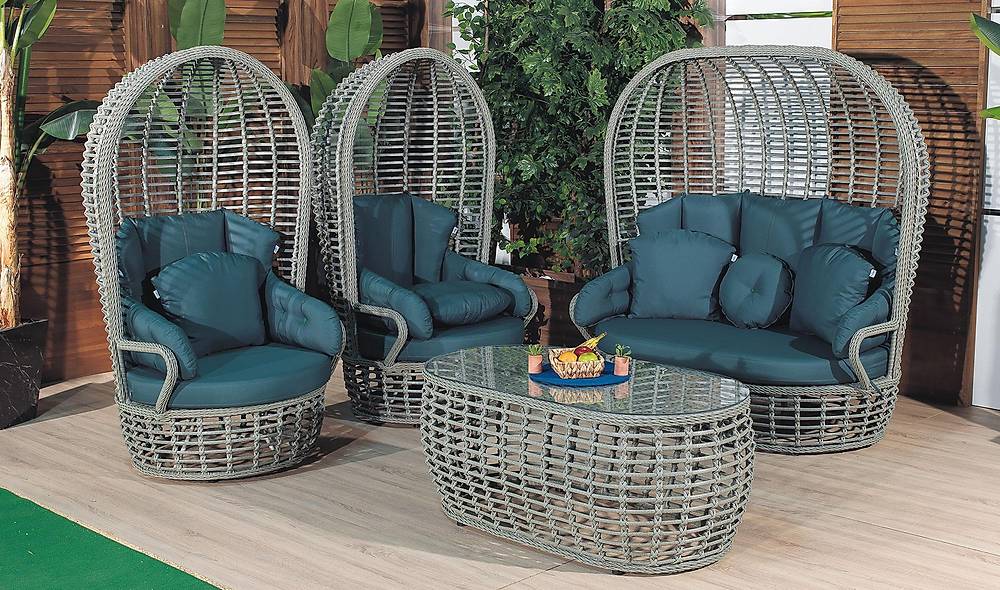 Armoni Bahçe Koltuk Takımı - Füme Bahçe Oturma Grubu