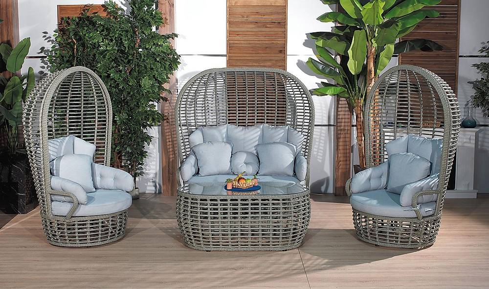 Armoni Bahçe Koltuk Takımı - Füme Bahçe Oturma Grubu