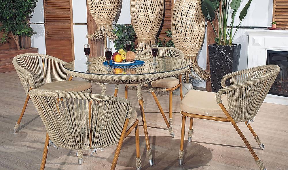 Mirabilis Bahçe Masa Takımı - Kahve Bahçe Mobilyası