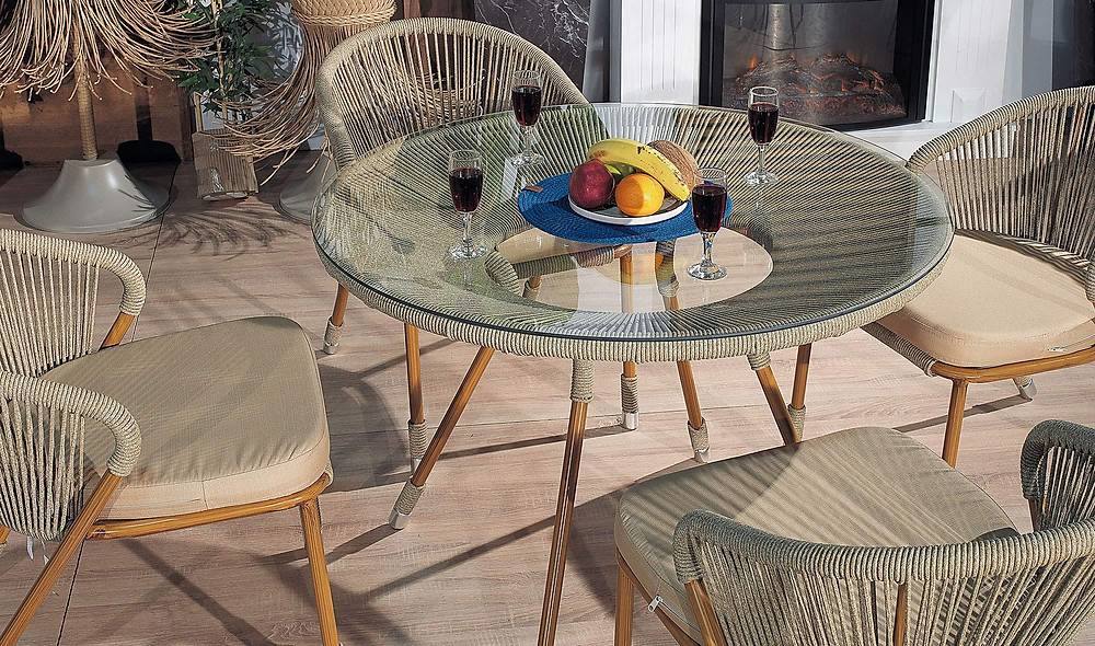 Mirabilis Bahçe Masa Takımı - Kahve Bahçe Mobilyası