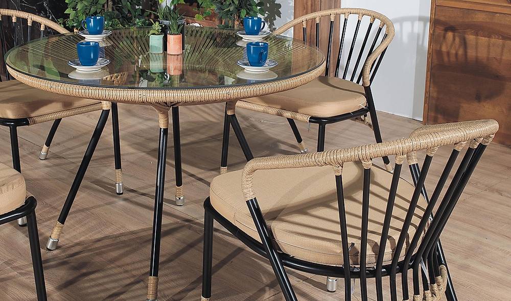 Mirabilis Bahçe Masa Takımı - Siyah Bahçe Mobilyası