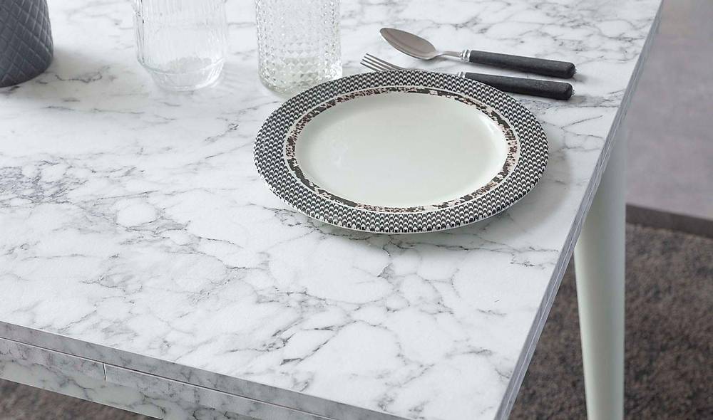 Neptün Yemek Masası Takımı - Beyaz Mermer Yemek Masası Takımı