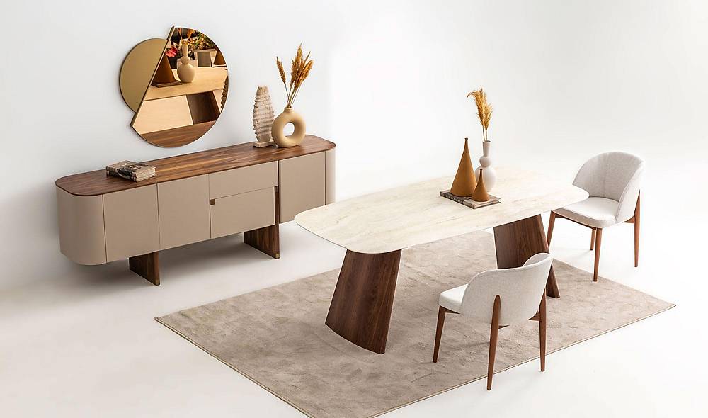 Penora Yemek Odası - Bej - Ceviz Yemek Odası