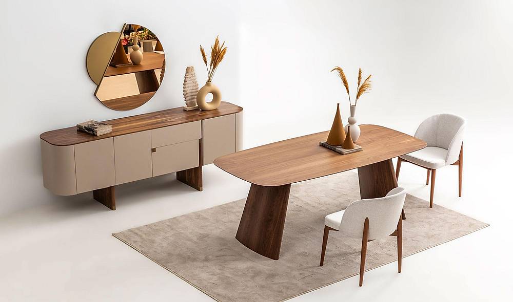 Penora Yemek Odası - Bej - Ceviz Yemek Odası