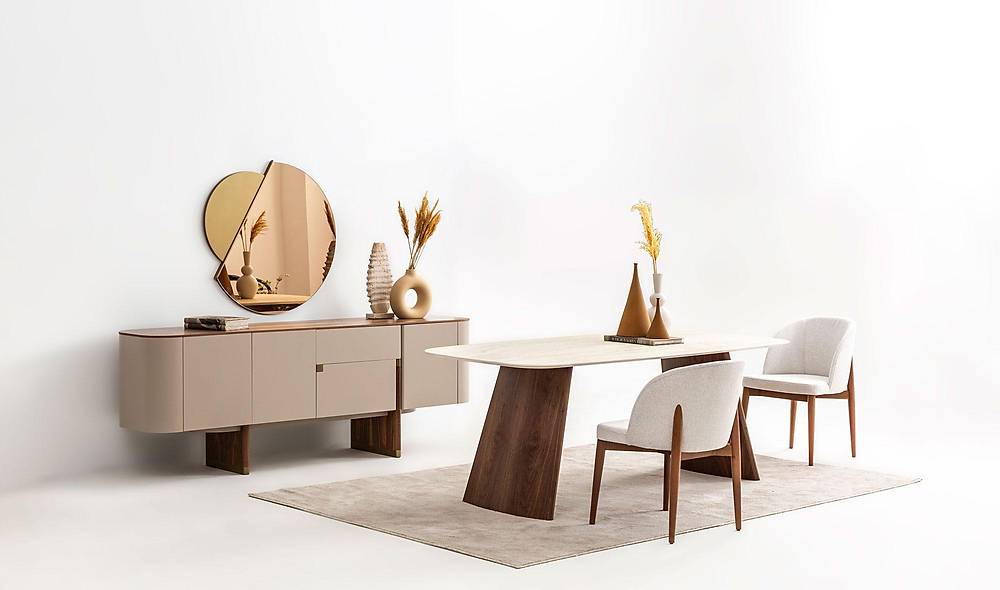 Penora Yemek Odası - Bej - Ceviz Yemek Odası