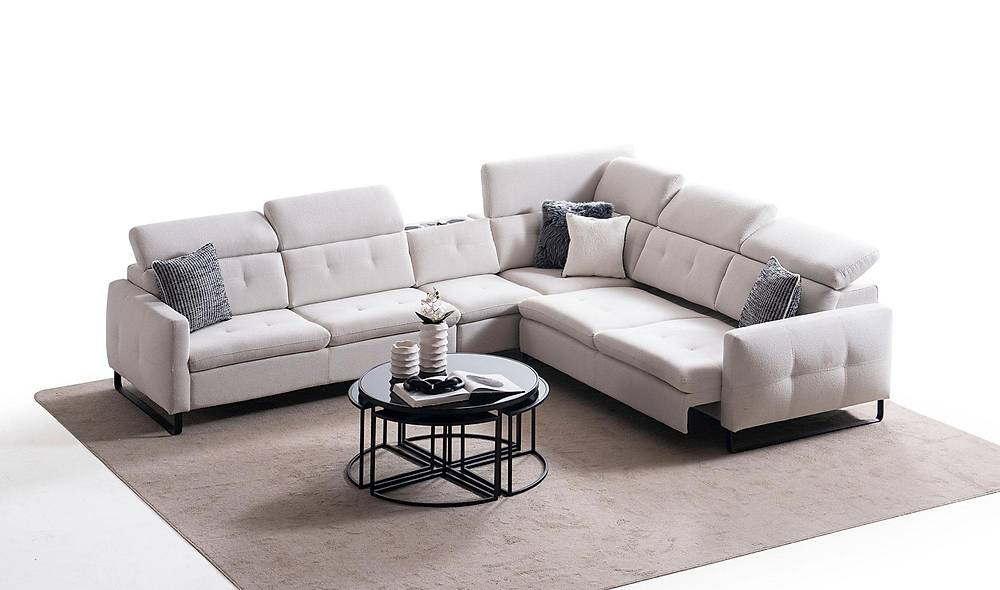 Alissa Motorlu Köşe Takımı - Krem Köşe Koltuk