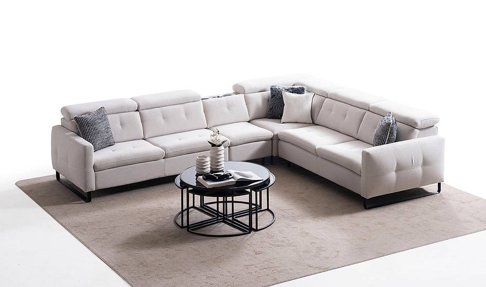 Alissa Motorlu Köşe Takımı - Krem Köşe Koltuk