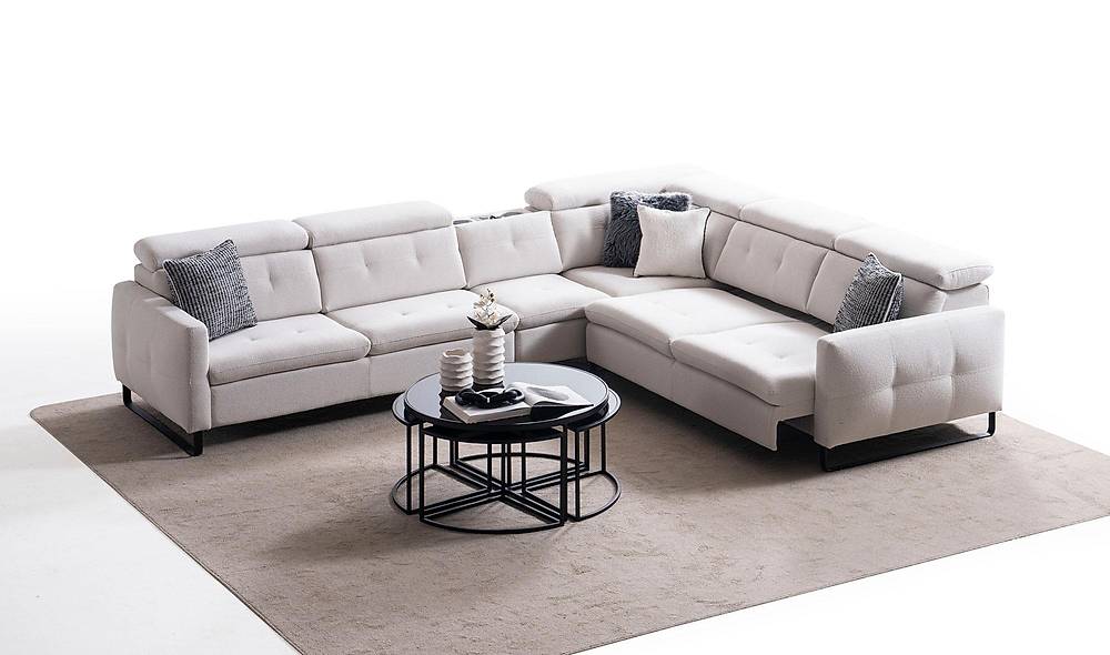 Alissa Motorlu Köşe Takımı - Krem Köşe Koltuk