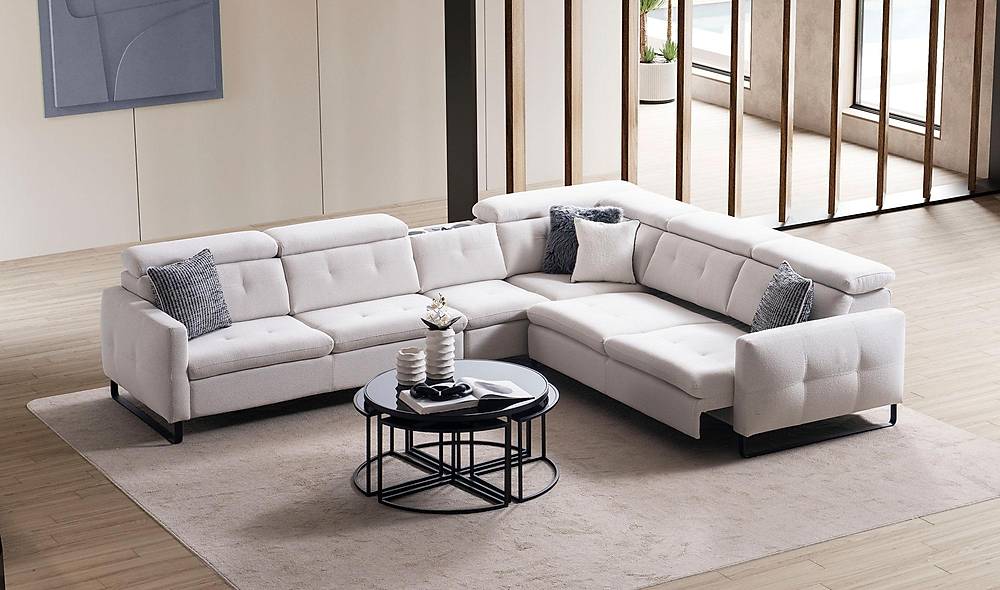 Alissa Motorlu Köşe Takımı - Krem Köşe Koltuk