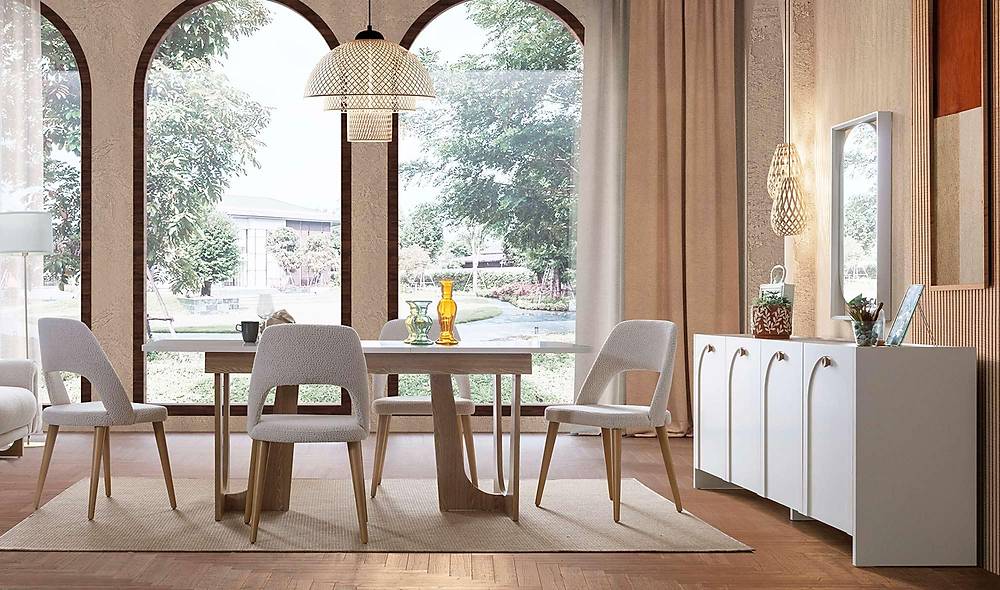 Lenora Yemek Odası - Beyaz Yemek Odası