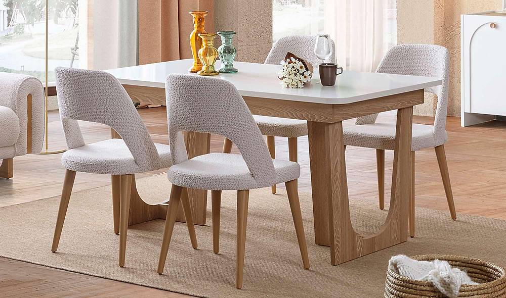 Lenora Yemek Odası - Beyaz Yemek Odası