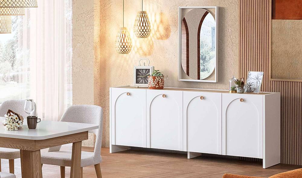 Lenora Yemek Odası - Beyaz Yemek Odası