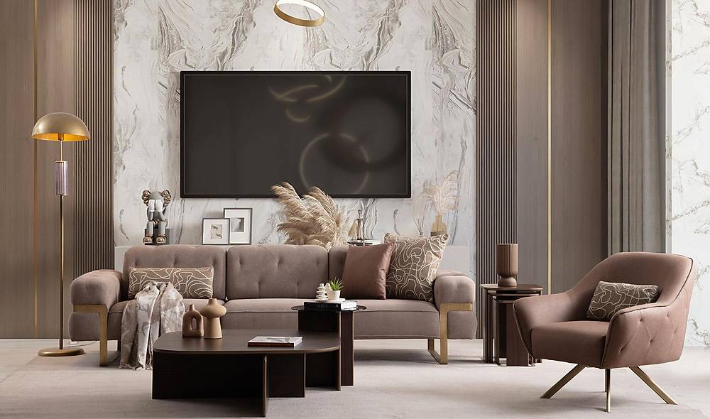 Almoda Koltuk Takımı - Kahve Koltuk Takımı