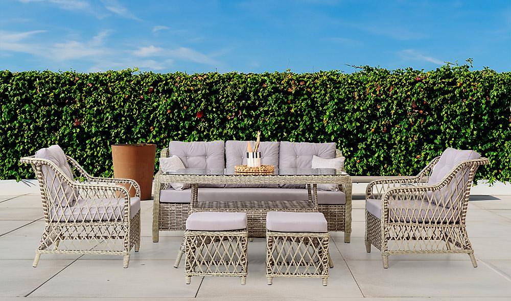 Seremoni Bahçe Masa Takımı - Açık Gri Bahçe Mobilyası