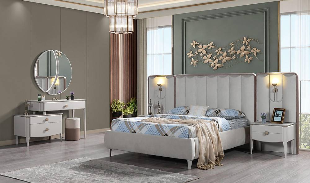 Petunya Bazalı Yatak Odası Yatak Odası