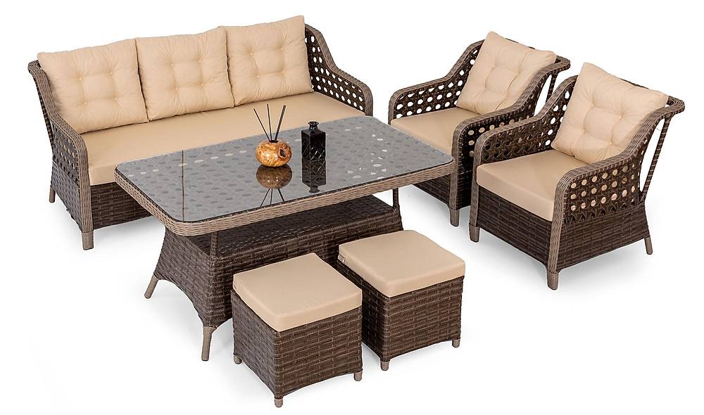 Kanvas Bahçe Masa Takımı - Kahve Bahçe Masa Takımı