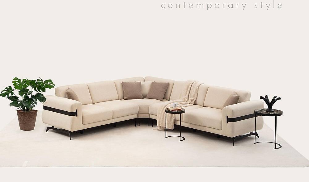 Laremy Köşe Takımı - Krem Köşe Koltuk