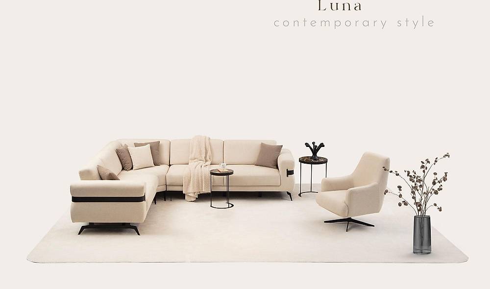 Laremy Köşe Takımı - Krem Köşe Koltuk