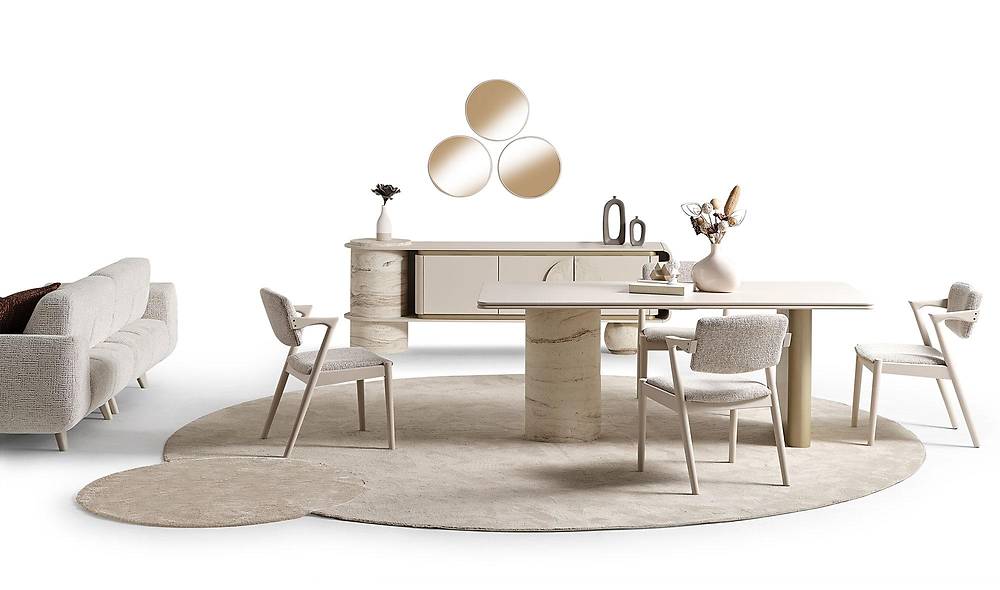 Elizabeth Yemek Odası - Bej Yemek Odası