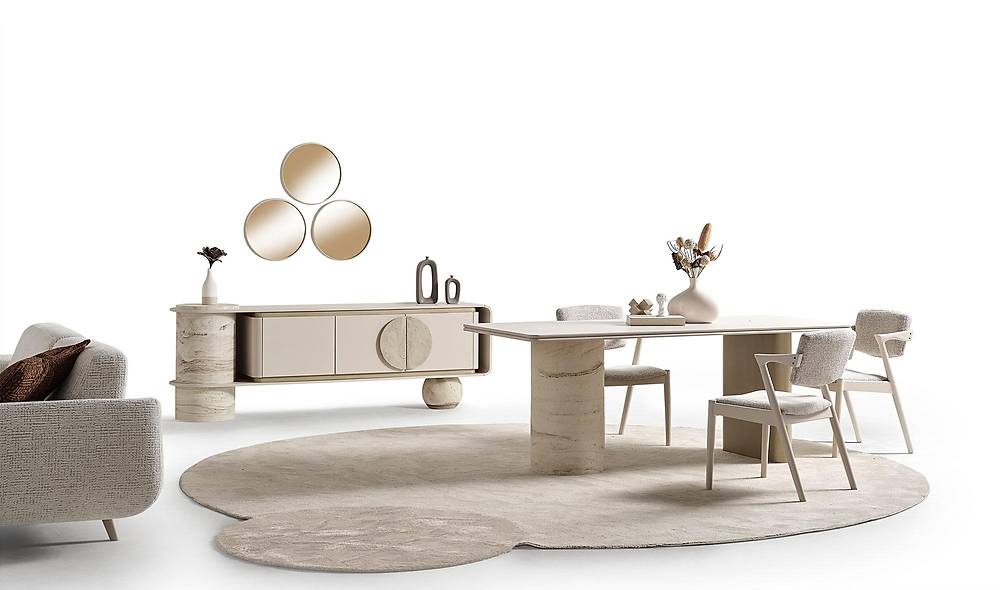 Elizabeth Yemek Odası - Bej Yemek Odası