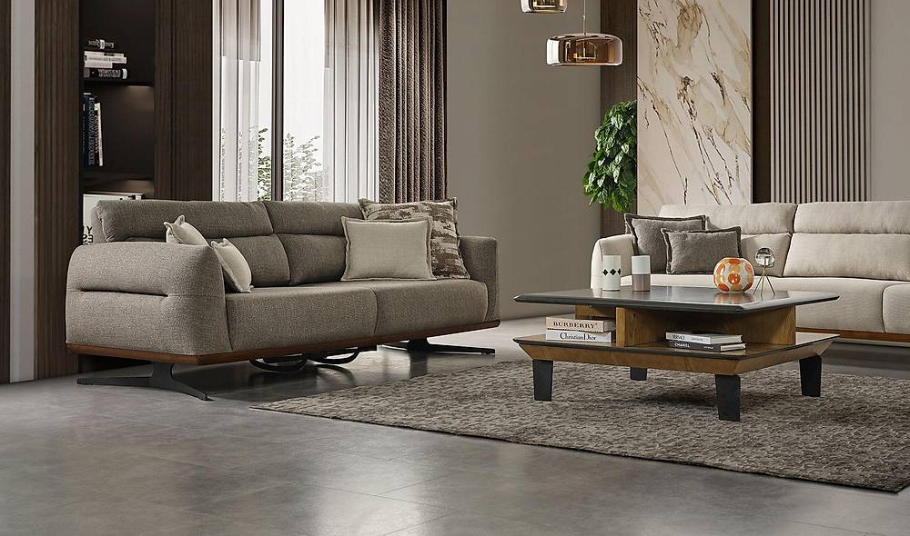 Becky Koltuk Takımı - Gri - Bej Koltuk Takımı