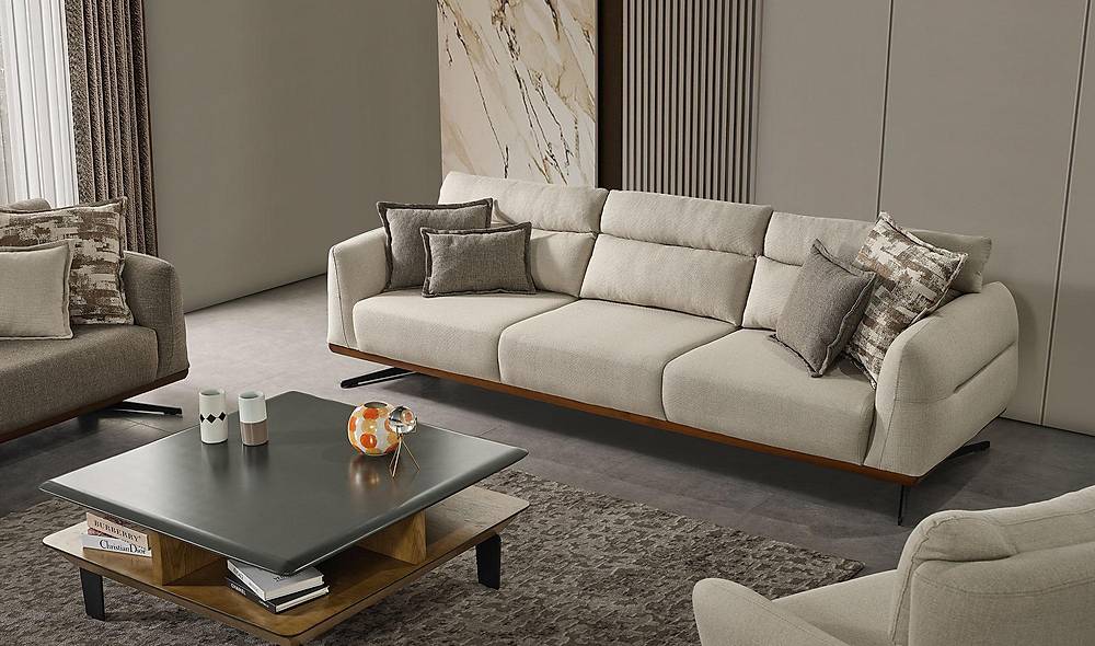 Becky Koltuk Takımı - Gri - Bej Koltuk Takımı