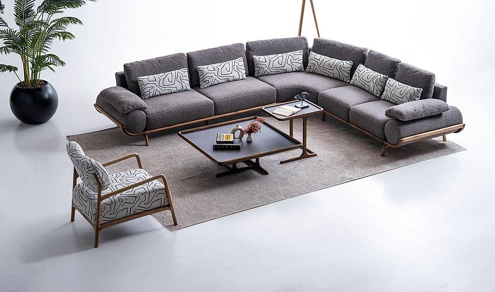 Almeda Köşe Takımı - Gri Köşe Koltuk