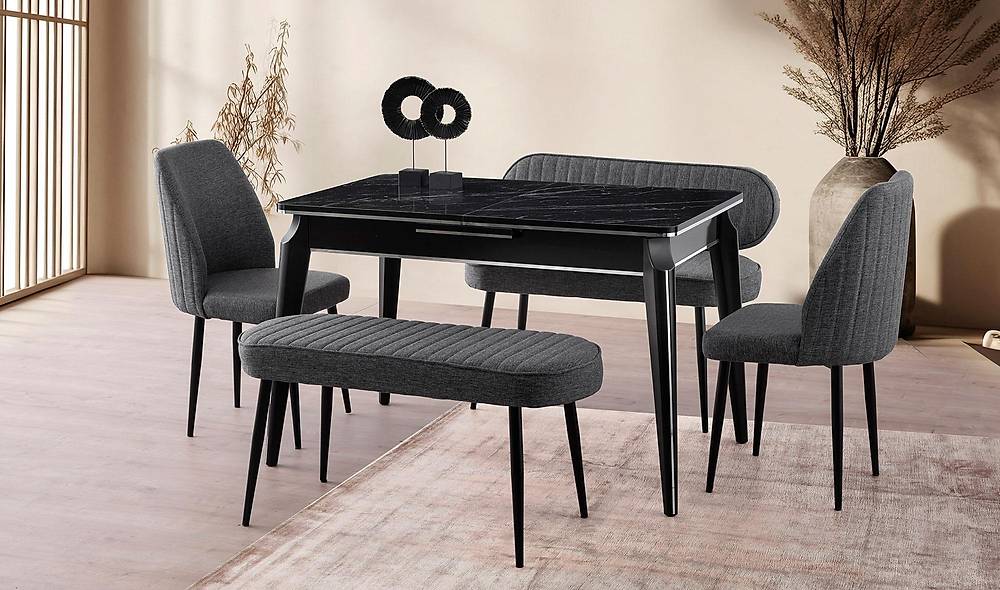 Boston Yemek Masası Takımı - Mermer Yemek Masası Takımı